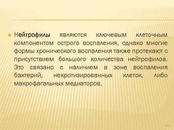  Нейтрофилы являются ключевым клеточным компонентом острого воспаления, однако многие формы хронического воспаления также