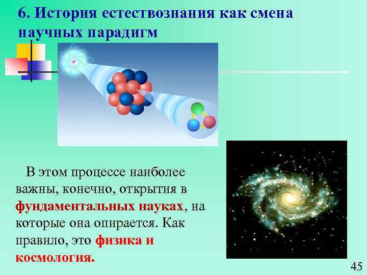 6. История естествознания как смена научных парадигм В этом процессе наиболее важны, конечно, открытия