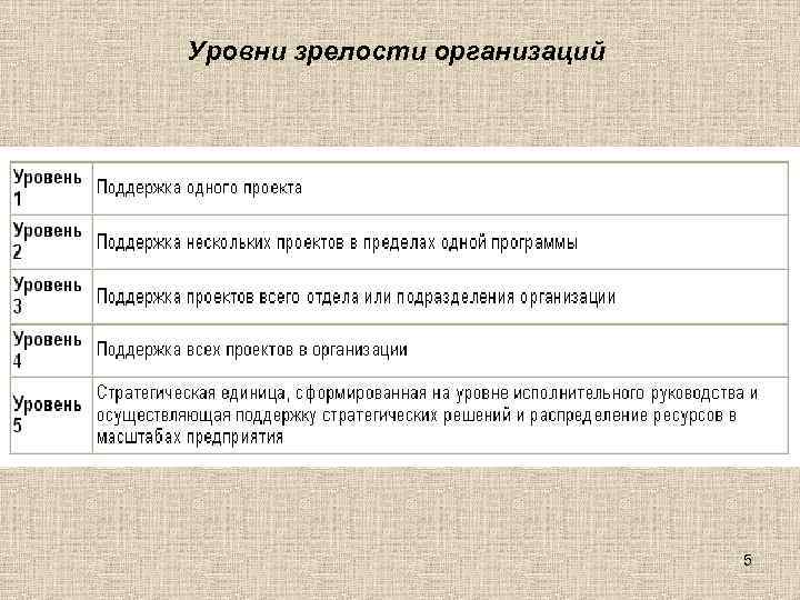 Уровни зрелости организаций 5 