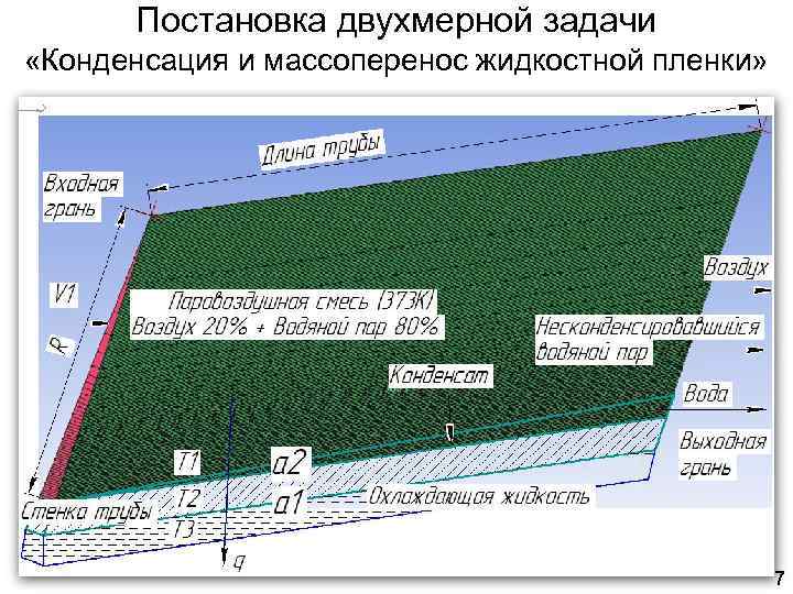 Постановка двухмерной задачи «Конденсация и массоперенос жидкостной пленки» 7 