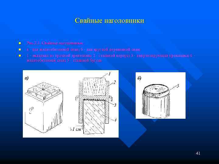 Свайные наголовники n n n Рис. 2. 1. Свайные наголовники: а для железобетонной сваи;