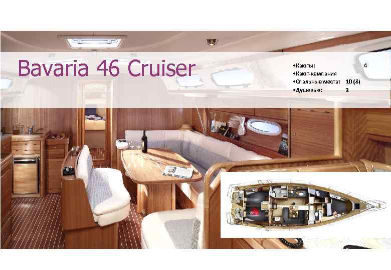 Bavaria 46 Cruiser • Каюты: 4 • Кают-кампания • Спальные места: 10 (8) •
