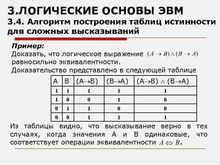 Как построить логическую схему по таблице истинности