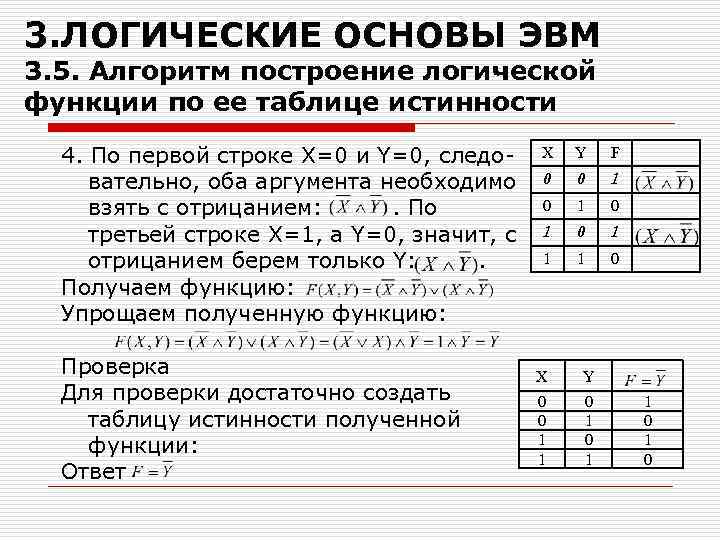 Логика построения. Логические основы построения ЭВМ. Логические основы ЭВМ таблица истинности. Алгоритм построения логической функции. Построение логических функций.