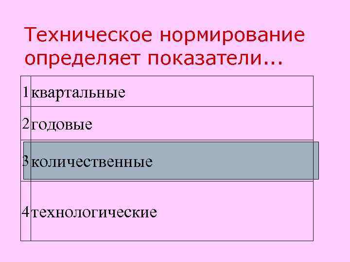 Техническое нормирование определяет показатели. . . 1 квартальные 2 годовые 3 количественные 4 технологические