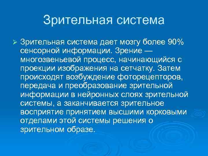 Система дали. Заключение о зрительной системе. Визуальная система основана.