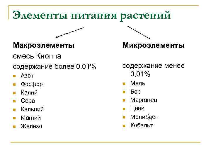 Элементы питания растений