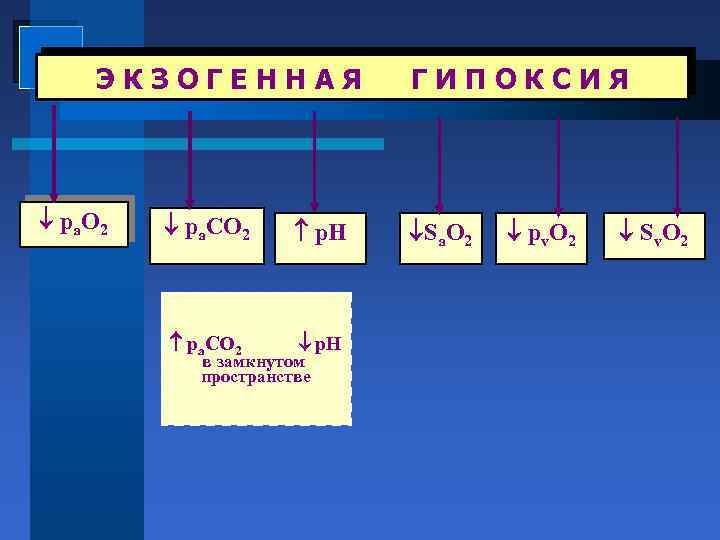 ЭКЗОГЕННАЯ ра. О 2 pa. CO 2 p. H pa. CO 2 p. H