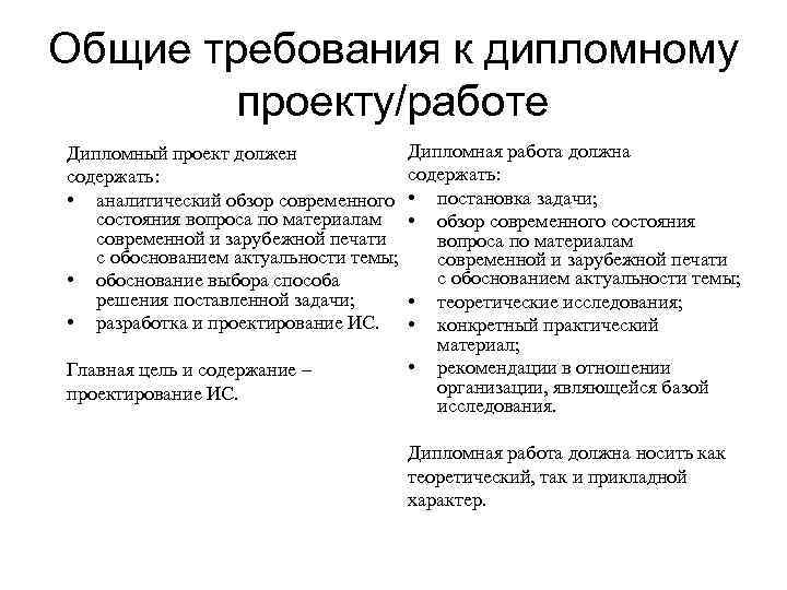 Чем отличается проект от работы дипломной