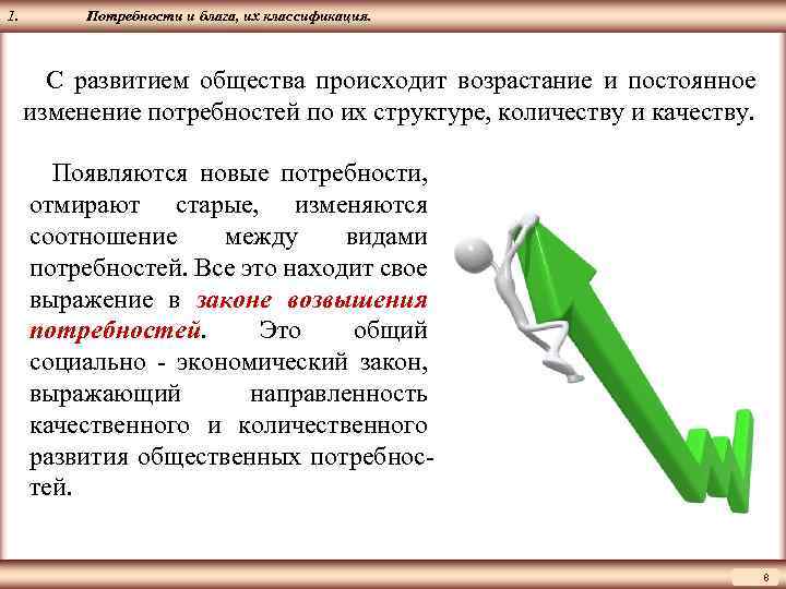 ЦМАКП 1. Потребности и блага, их классификация. С развитием общества происходит возрастание и постоянное