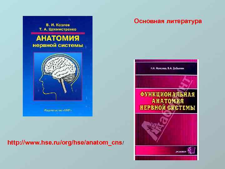 Основная литература http: //www. hse. ru/org/hse/anatom_cns/ 