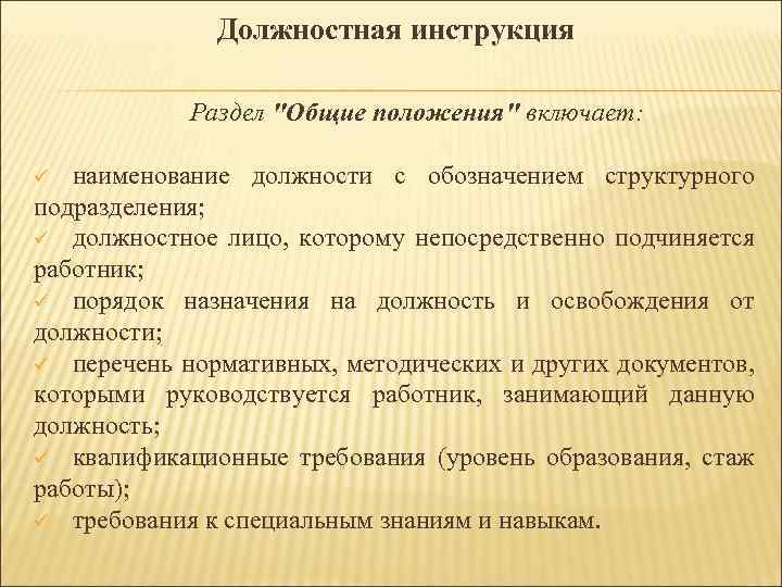 Должностная инструкция Раздел 