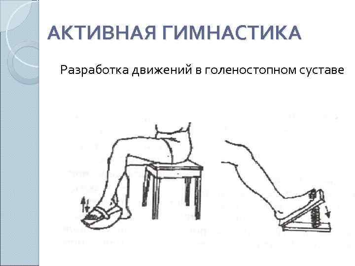АКТИВНАЯ ГИМНАСТИКА Разработка движений в голеностопном суставе 