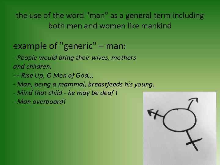 the use of the word "man" as a general term including both men and