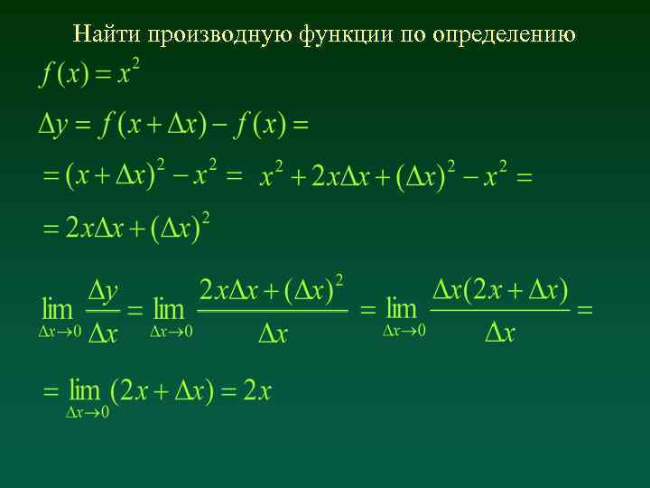 Найти производную функции по определению 