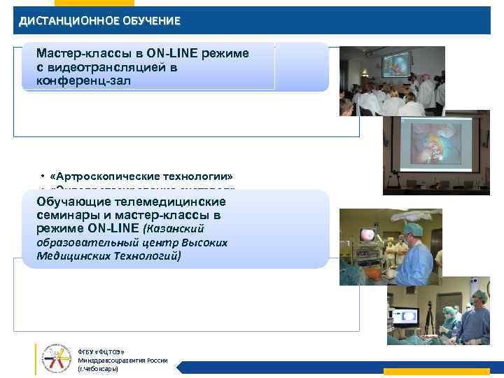 ДИСТАНЦИОННОЕ ОБУЧЕНИЕ Мастер-классы в ON-LINE режиме с видеотрансляцией в конференц-зал • «Артроскопические технологии» •
