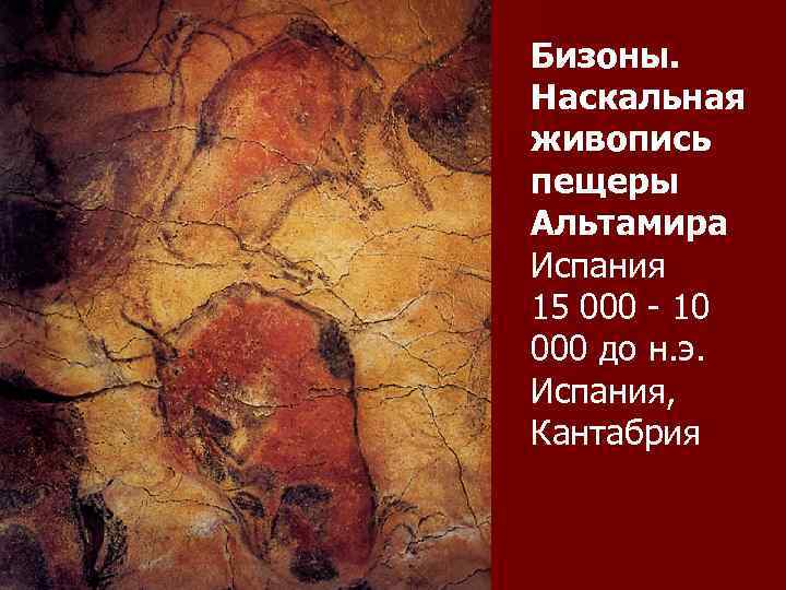Бизоны. Наскальная живопись пещеры Альтамира Испания 15 000 - 10 000 до н. э.