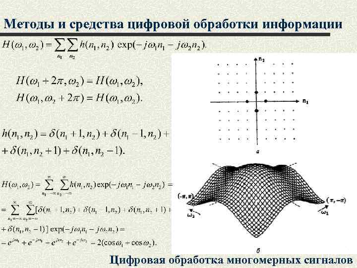 Методы и средства цифровой обработки информации Цифровая обработка многомерных сигналов 