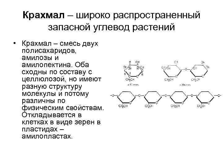 Крахмал строение свойства