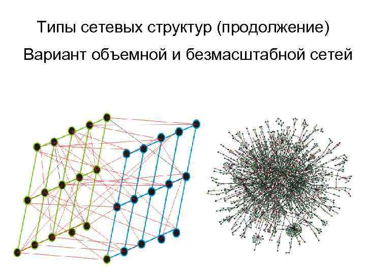 Типы сетевых структур (продолжение) Вариант объемной и безмасштабной сетей 