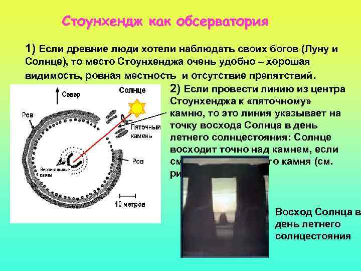 Стоунхендж как обсерватория 1) Если древние люди хотели наблюдать своих богов (Луну и Солнце),