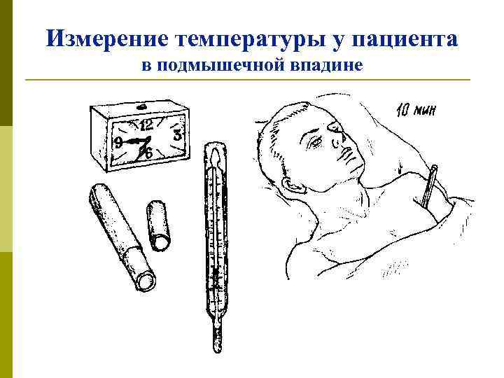 Измерение температуры у пациента в подмышечной впадине 