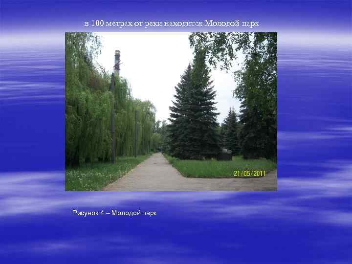 в 100 метрах от реки находится Молодой парк Рисунок 4 – Молодой парк 