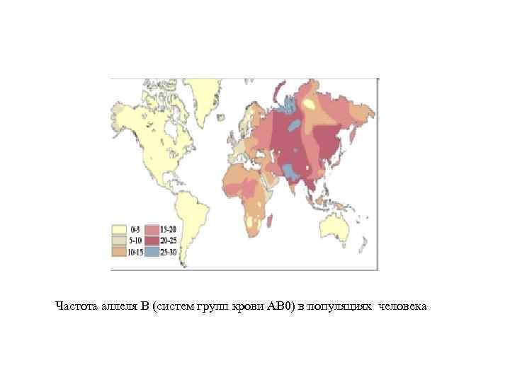 Частота аллеля В (систем групп крови АВ 0) в популяциях человека 