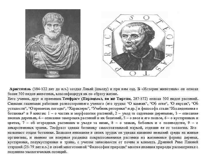 Аристотель (384 -322 лет до н. э. ) создал Ликей (школу) и при нем