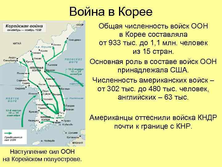 Война в Корее Общая численность войск ООН в Корее составляла от 933 тыс. до