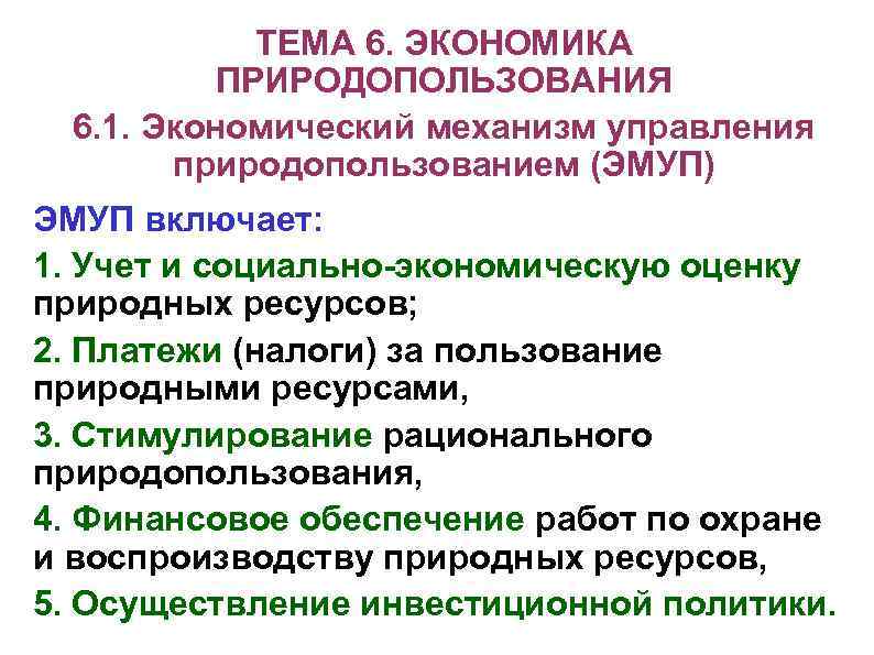 Презентация на тему экономика природопользования