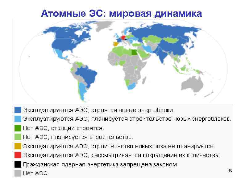 Атомные ЭС: мировая динамика 40 