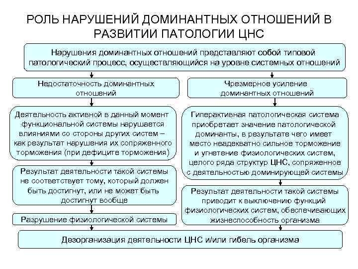 РОЛЬ НАРУШЕНИЙ ДОМИНАНТНЫХ ОТНОШЕНИЙ В РАЗВИТИИ ПАТОЛОГИИ ЦНС Нарушения доминантных отношений представляют собой типовой