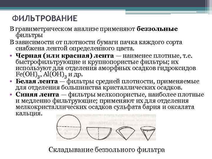 Принципы фильтрования. Гравиметрический анализ метод осаждения. Схема гравиметрического анализа. Фильтрование в гравиметрическом анализе. Задачи гравиметрического анализа.