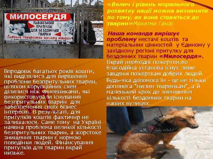  «Велич і рівень морального розвитку нації можна визначити по тому, як вона ставиться