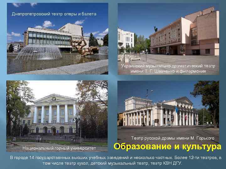 Днепропетровский театр оперы и балета Украинский музыкально-драматический театр имени Т. Г. Шевченко и филармония