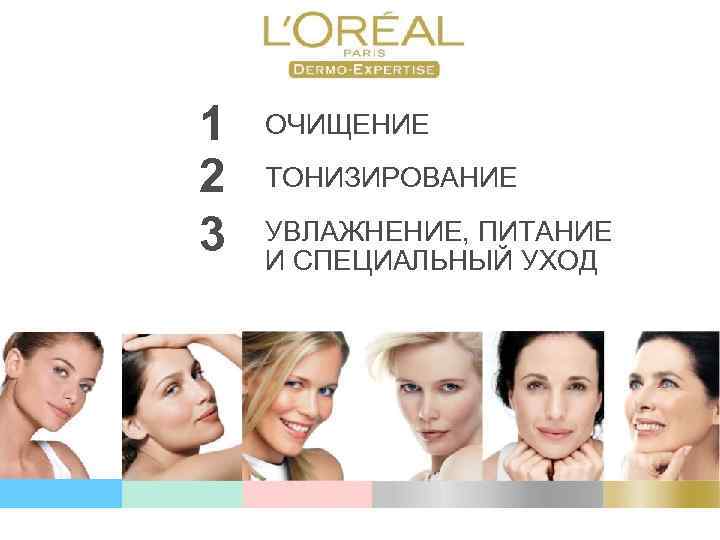 1 2 3 ОЧИЩЕНИЕ ТОНИЗИРОВАНИЕ УВЛАЖНЕНИЕ, ПИТАНИЕ И СПЕЦИАЛЬНЫЙ УХОД 