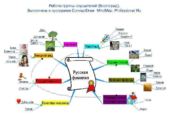 Работа группы слушателей (Волгоград). Выполнена в программе Cоncept. Draw Mind. Map Professional Ru 