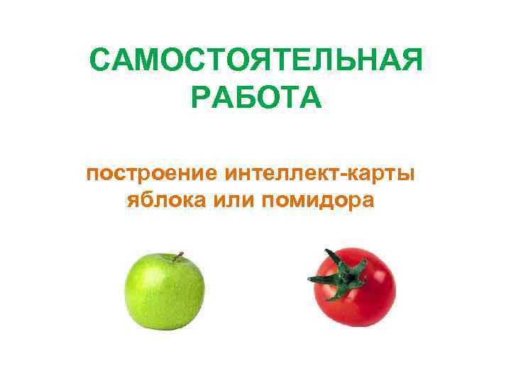 САМОСТОЯТЕЛЬНАЯ РАБОТА построение интеллект-карты яблока или помидора 