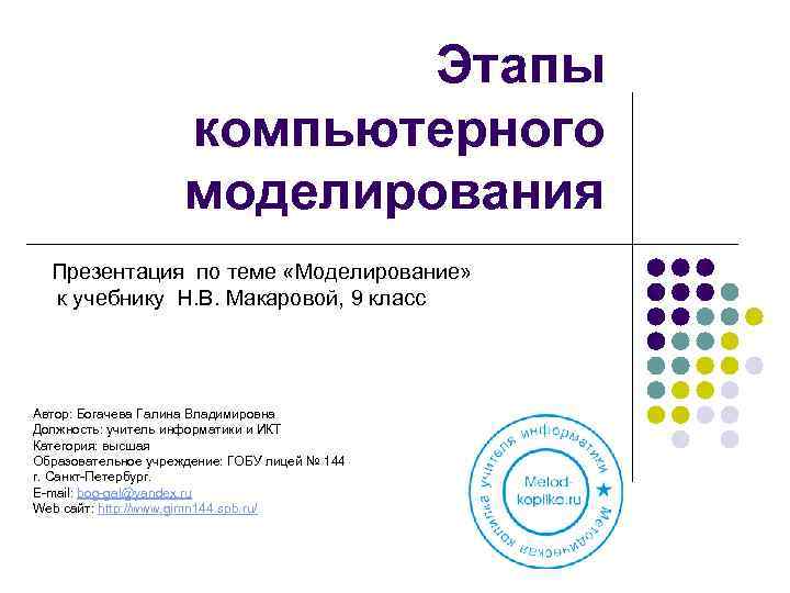 Презентация по теме моделирование