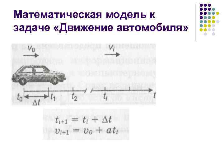 Математическая модель к задаче «Движение автомобиля» 