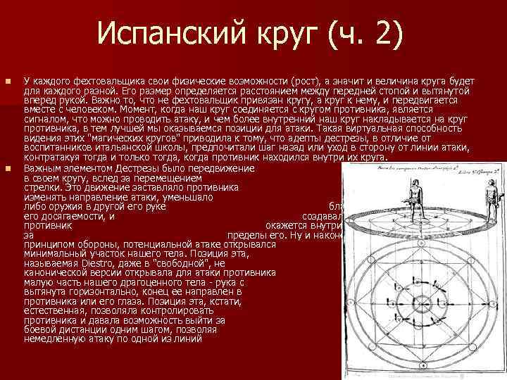 Испанский круг (ч. 2) n n У каждого фехтовальщика свои физические возможности (рост), а