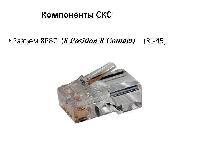Компоненты СКС • Разъем 8 P 8 C (8 Position 8 Contact) (RJ-45) 