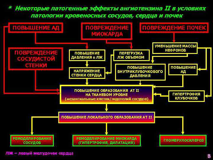 * Некоторые патогенные эффекты ангиотензина II в условиях патологии кровеносных сосудов, сердца и почек