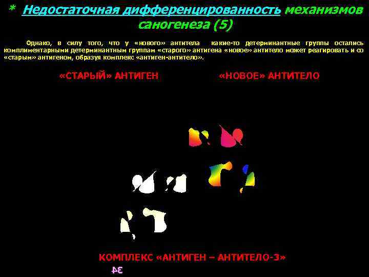 * Недостаточная дифференцированность механизмов саногенеза (5) Однако, в силу того, что у «нового» антитела