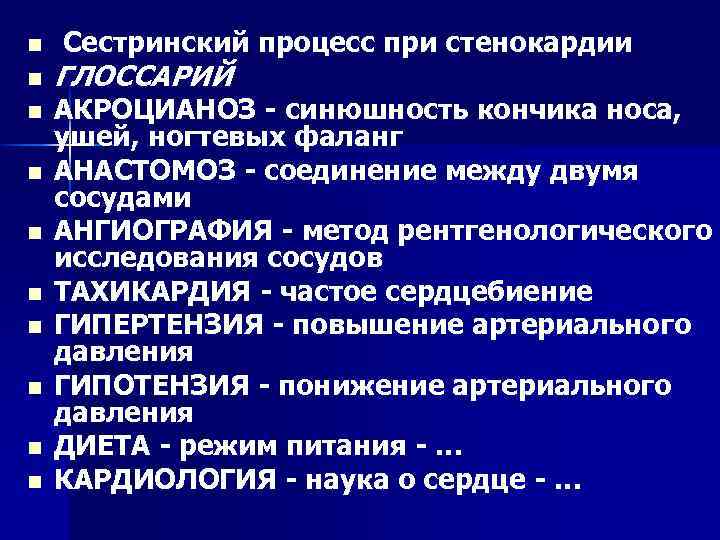 Карта сестринского процесса при стенокардии заполненная