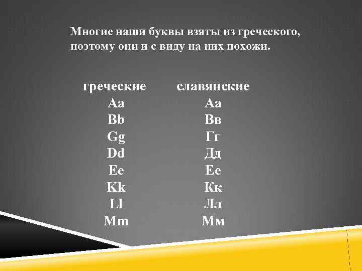 Многие наши буквы взяты из греческого, поэтому они и с виду на них похожи.