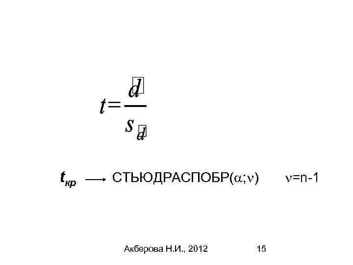 tкр СТЬЮДРАСПОБР( ; ) Акберова Н. И. , 2012 15 =n-1 