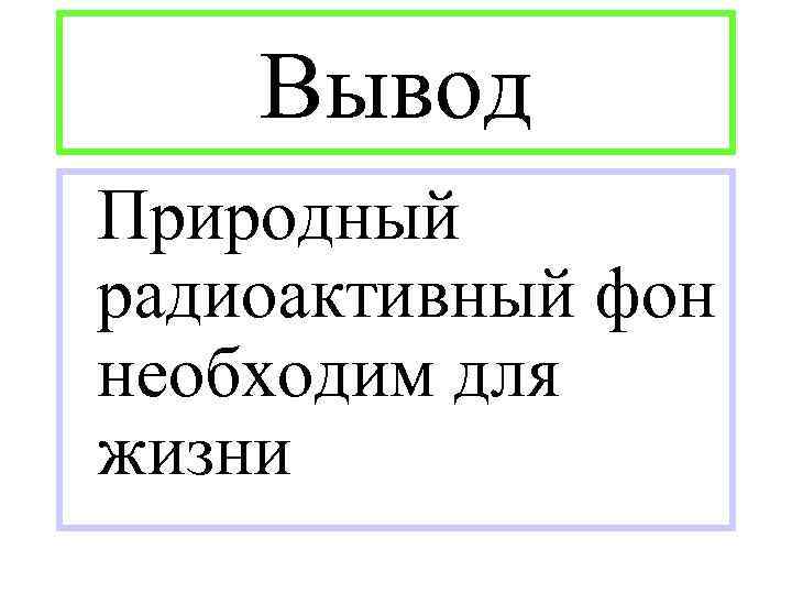 Вывод Природный радиоактивный фон необходим для жизни 