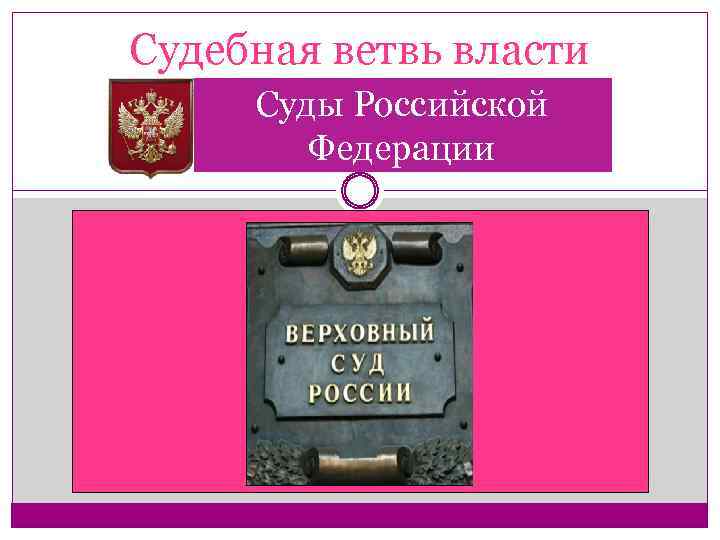 Судебная ветвь власти Суды Российской Федерации 